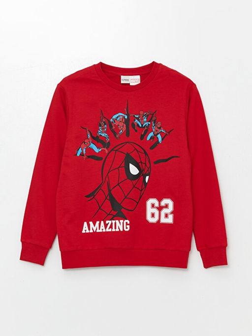 Bisiklet Yaka Spiderman Bask?l? Uzun Kollu Erkek ?ocuk Sweatshirt ve E?ofman Alt? - Waikiki фото 2
