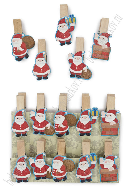 Набор декоративных прищепок "Дед Мороз" (10 шт) SF-6137