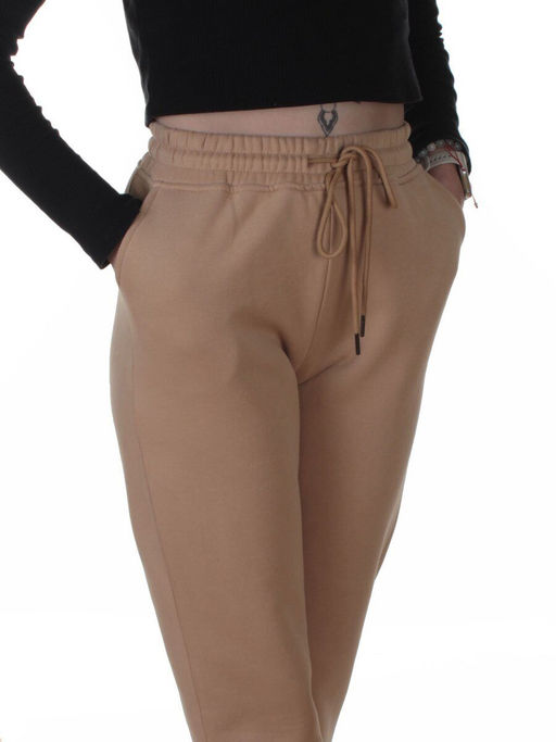 2510-K BEIGE Брюки спортивные утепленные женские (85% хлопок, 10% полиэстер, 5% спандекс)