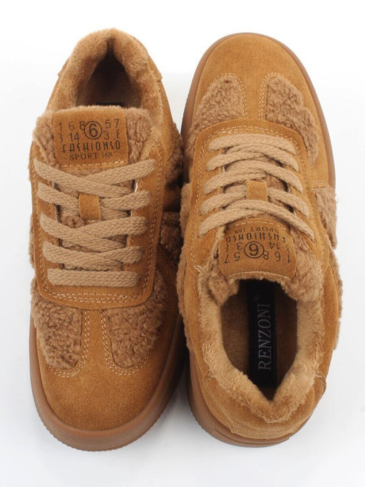 04-P133-2C BROWN Кроссовки демисезонные женские (натуральная замша, байка)