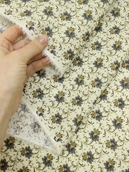 Импорт. хлопок Андромеда (серые цветы), ш.1.45м, хлопок-100%, 105гр/м.кв - Купава фото 4