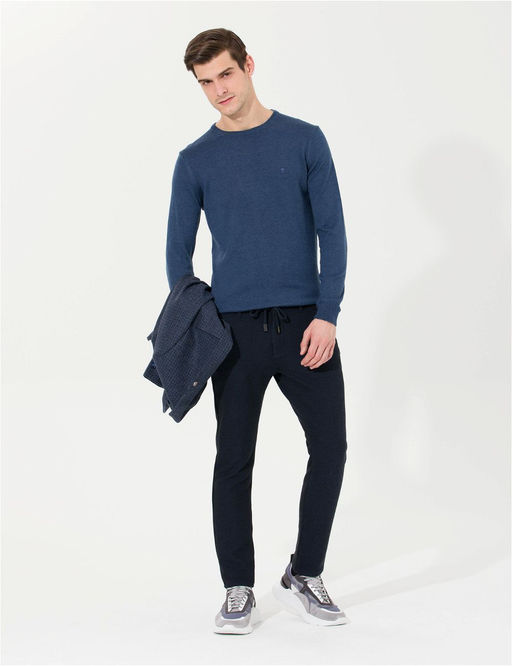 Lacivert Slim Fit Kanvas Pantolon