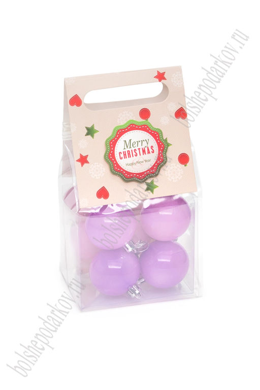 Набор новогодних шаров микс (12 шт) SF-8001, фиолетовый №4 - Больше подарков фото 4
