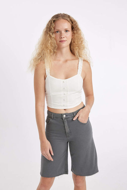 Блуза без рукавов с V-образным вырезом - Defacto фото 4