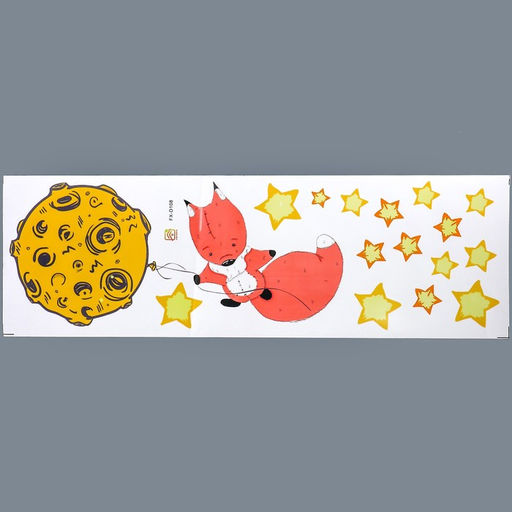 Наклейка пластик интерьерная цветная "Лисёнок на астероиде" 30х90 см