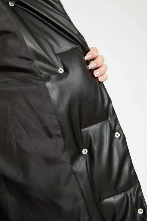 Водонепроницаемая надувная парка из искусственной кожи с капюшоном и пухом - Defacto фото 7