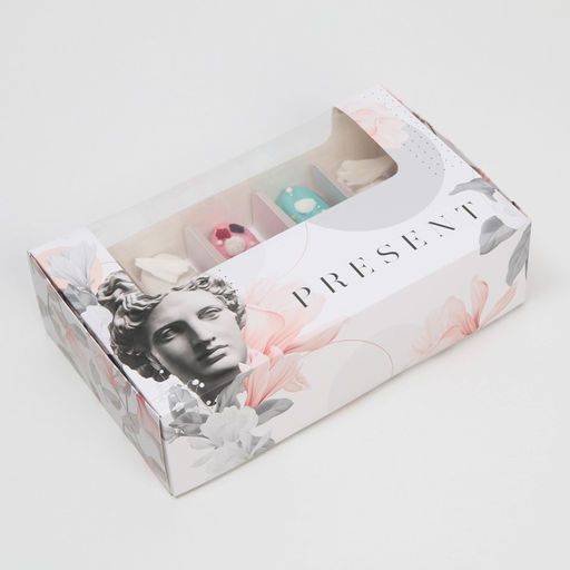 Цена за 5 шт. Коробка для эклеров, кондитерская упаковка, 5 вкладышей, Present, 25.2?15?7 см