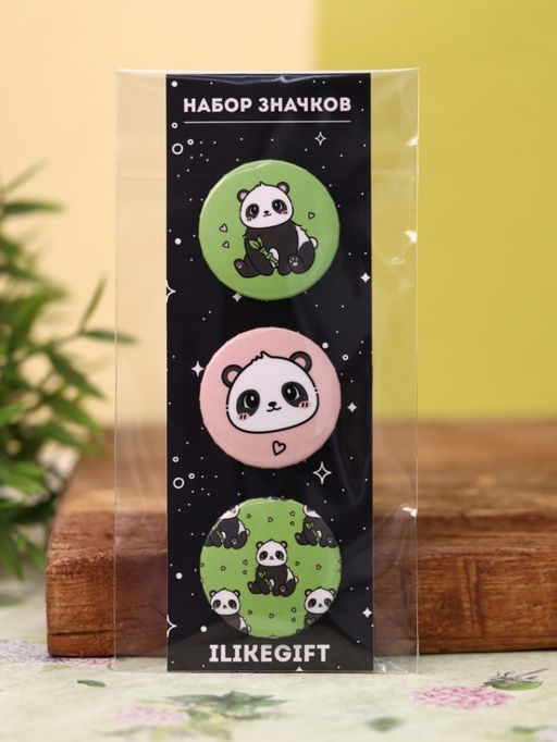 Набор значков 3 шт. iLikeGift Аниме Panda