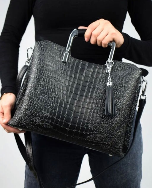 Женская кожаная сумка 1010-220 Блек - Cidirro фото 2