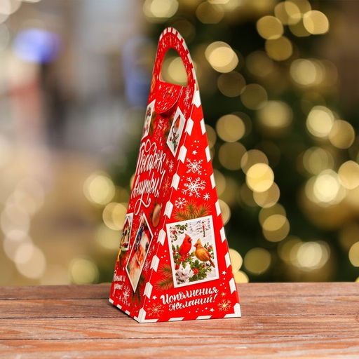 Цена за 5 шт. Коробка подарочная складная Новогодица красный 10/20 х 10 х 23 см - Simaland фото 9