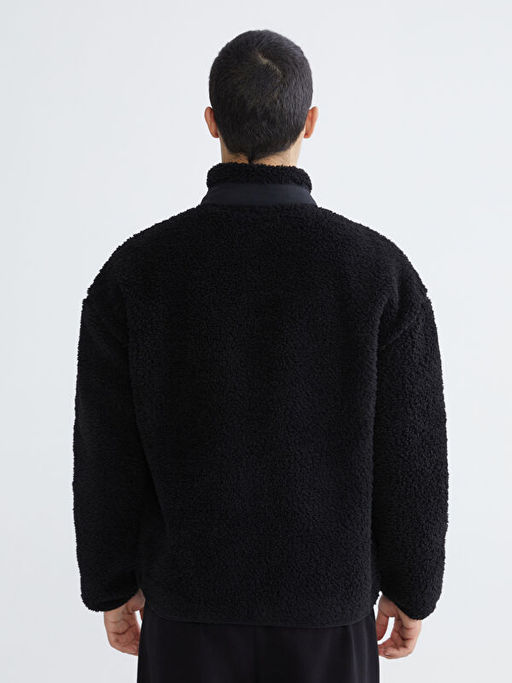 Dik Yaka Pel?? Erkek Fermuarl? Sweatshirt