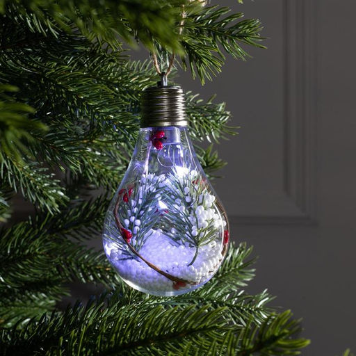 Ёлочный шар Ветка ели, 5 LED, от батареек, свечение белое