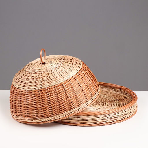 Хлебница круглая с крышкой, плетёная, d=32 см
