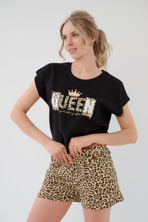 Пижама женская из футболки и шорт из кулирки Сафари песочный - Амадэль фото 2