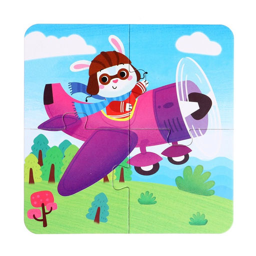 Пазлы 4 в 1 в металлической коробке Едем, плывём, летим, 4, 6, 9, 12 деталей - Puzzle time фото 4