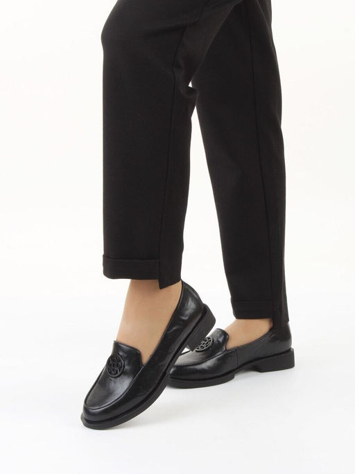 03-DLG13-2 BLACK Лоферы женские (натуральная кожа)