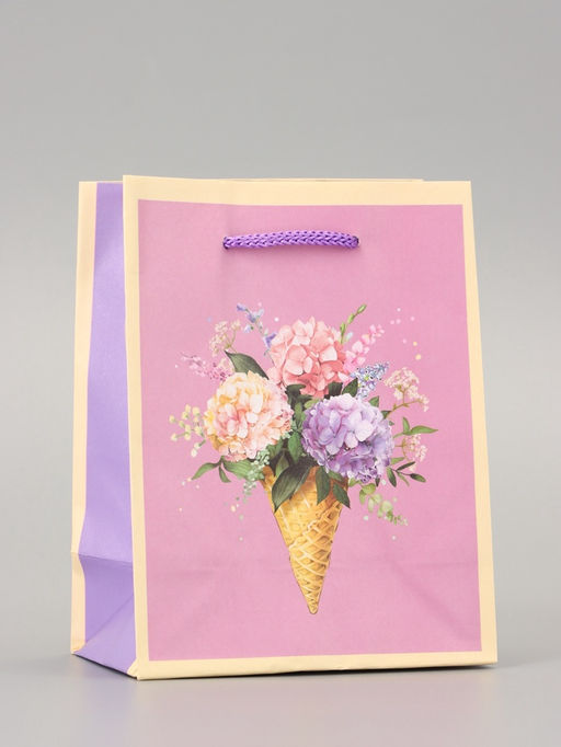 Цена за 4 шт. Пакет подарочный ламинированный «Нежный букет» 11.5×14.5×6.5 см