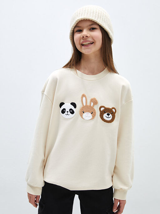 Bisiklet Yaka Nak??l? Uzun Kollu K?z ?ocuk Sweatshirt - Waikiki фото 2