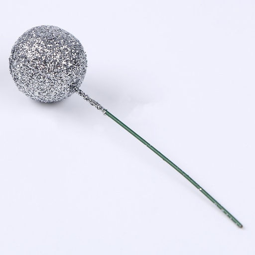 Фигурка для поделок и декора на проволоке «Шар», набор 20 шт., размер 1 шт. — 2×7 см, цвет серебро