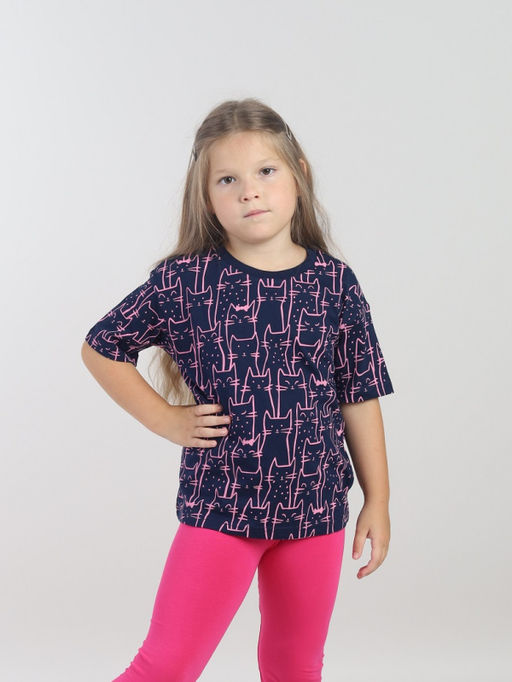 CRB wear / CWKG 90271-41 Комплект для девочки (футболка, брюки модель легинсы),темно-синий  фото 2