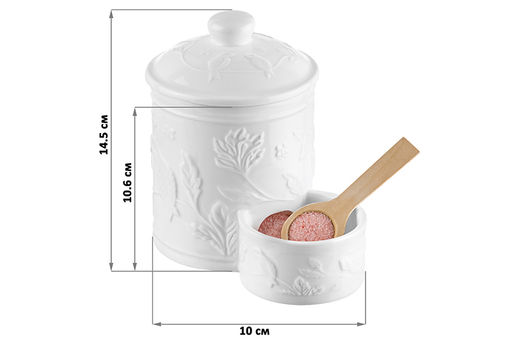 Банка д/соли 500 мл 15,5*10*14,5 см "Птички на ветке" с деревянной ложкой и крышкой