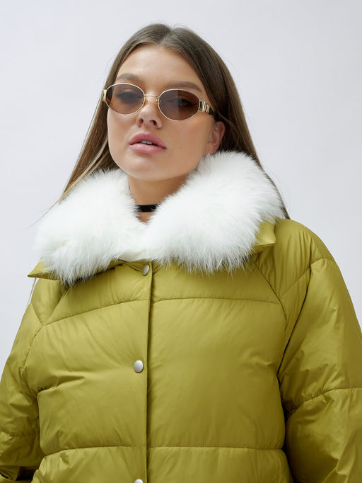 ВИДЕООБЗОР Куртка Бренд Visdeer ПРЕМИУМ КЛАССА зимняя с мехом ЕНОТА, горчичного цвета - Mtforce фото 8