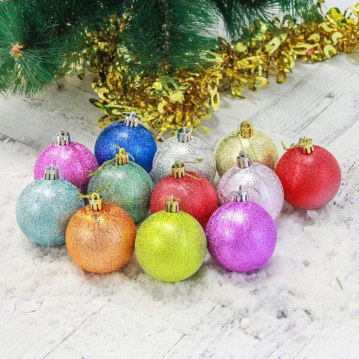 Ёлочные игрушки Серена, шары новогодние, d=6 см, набор 12 шт., МИКС