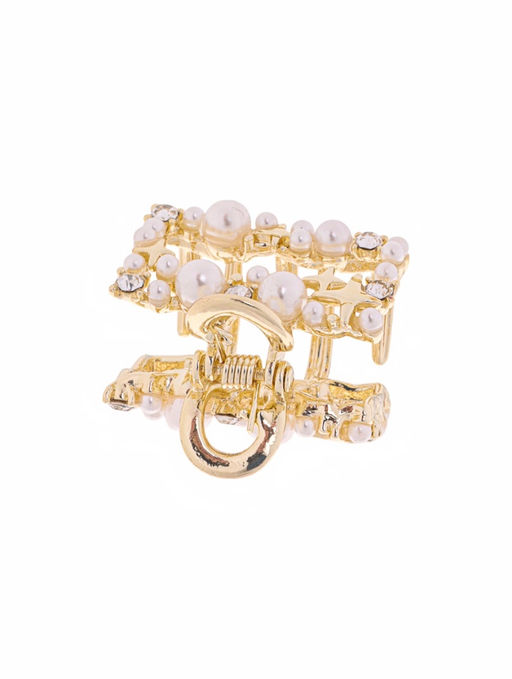 Цена за 6 шт. Крабик для волос «Саманта галант», прямой, 3 см, золото