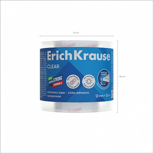 Цена за 1 шт. Набор из 4 клейких лент ErichKrause Clear, 12ммх33м, прозрачный (в пленке)