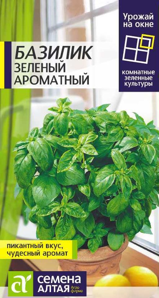 Базилик Зеленый Ароматный/Сем Алт/цп 0,3 гр. УРОЖАЙ НА ОКНЕ!