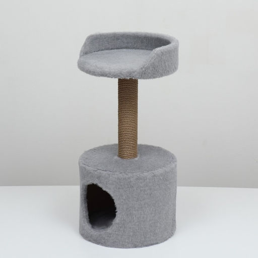 Дом для кошек с когтеточкой, с лежаком, круглый, 35 х 35 х 70 см, серый - Simaland фото 3