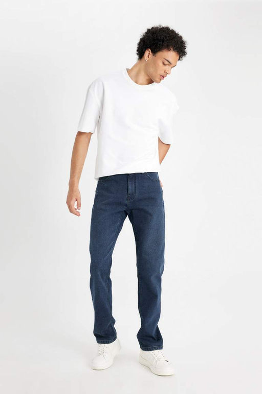 Джинсовые брюки Sergio Regular Fit Normal Mold с нормальной талией и зауженными штанинами - Defacto фото 3