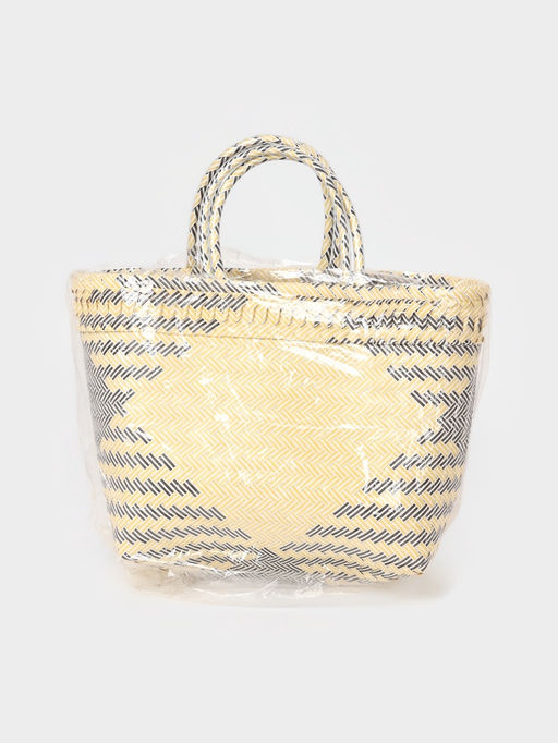 Сумка плетёная, 30×15×35 см, пластик, бежевая с чёрным