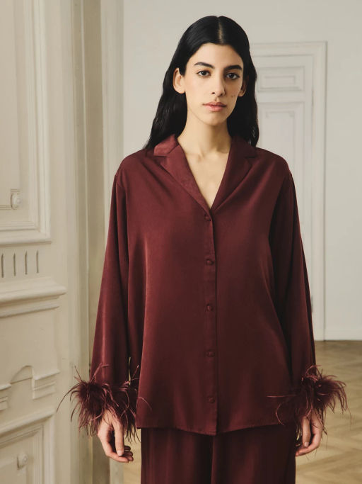 Блузка с английским воротником и перьями / Zarina