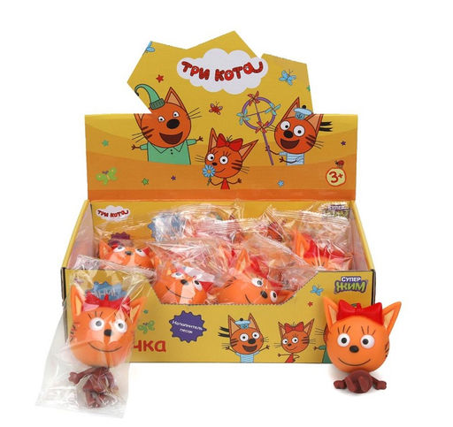 Супер Жим. Игрушка тянучка "Три Кота. Карамелька" нап. песок, дисплей, пошт. арт.TG-211019-1-CAT1-SD