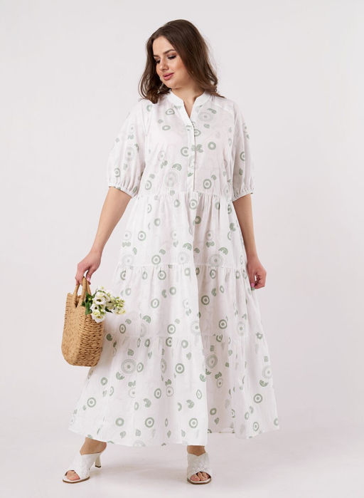 Платье ANDINA CITY 806-2 белое в круги фото 2