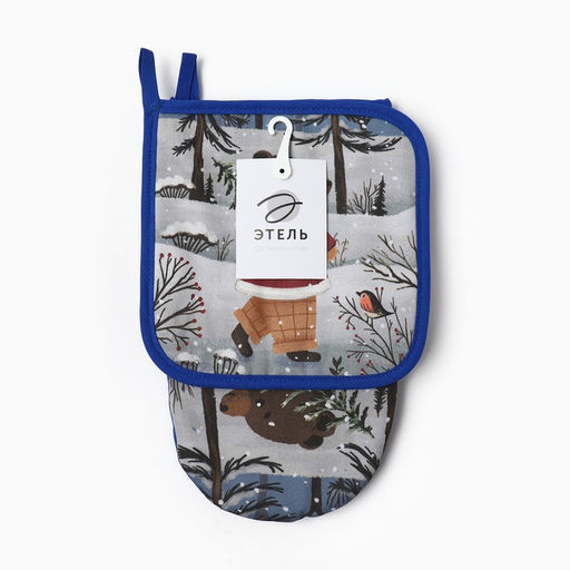 Набор кухонный Этель Forest bear варежка 15?28 см, прихватка 19?19 см,100%хл