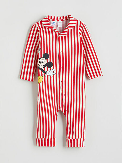 Mickey Mouse Bask?l? Erkek Bebek Tulum