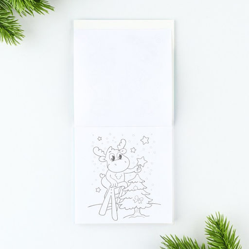 Подарочный набор новогодний, блокнот-раскраска и восковые мелки «С новым годом»