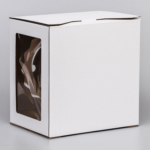 Цена за 5 шт. Коробка под торт 3 окна, с ручками, белая, 28×28×20 см