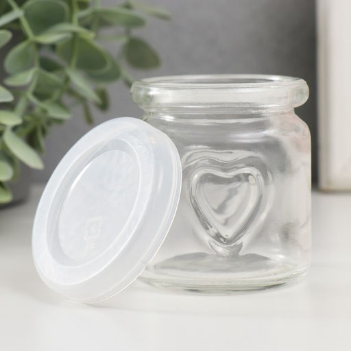 Банка для свечей с крышкой «Сердечко», стекло, прозрачная, 100 мл, 6×6×6.8 см
