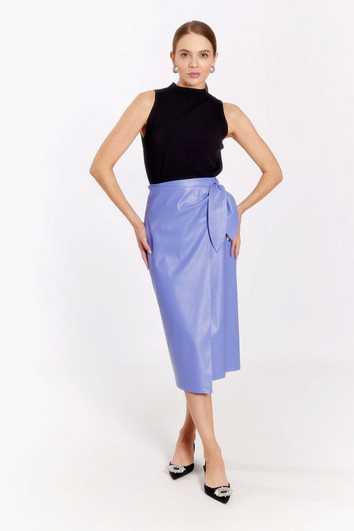 Юбка с имитацией запаха из эко кожи - Serginnetti фото 4