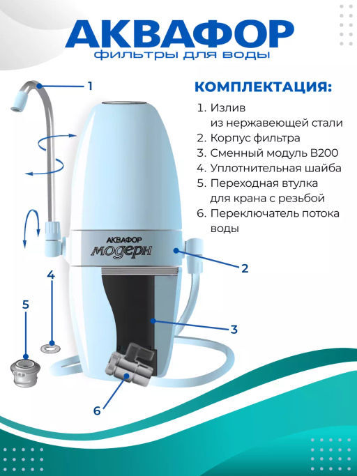 Мобильный фильтр-насадка Аквафор Модерн исп.2 с переключателем потока  фото 5