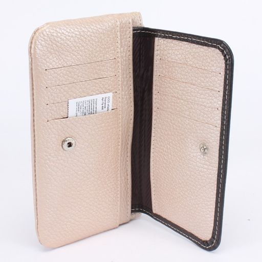 Портмоне женское Croco-ПР-805 натуральная кожа 3 отд, 4 карм, пудра металлик/коричн флотер (234/116) 237581  фото 3