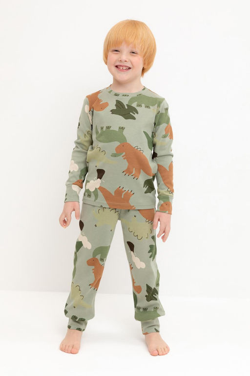 Crockid _ К 1552/оливковый хаки,динопарк пижама дет  фото 5