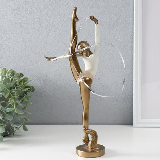 Фигурка полистоун «Гимнастка с лентой», бронза, 14×6.5×32.5 см