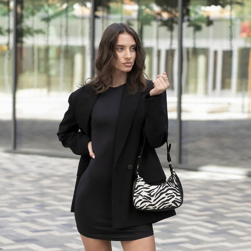 Сумка женская текстильная, 20×23×5.5 см, зебра