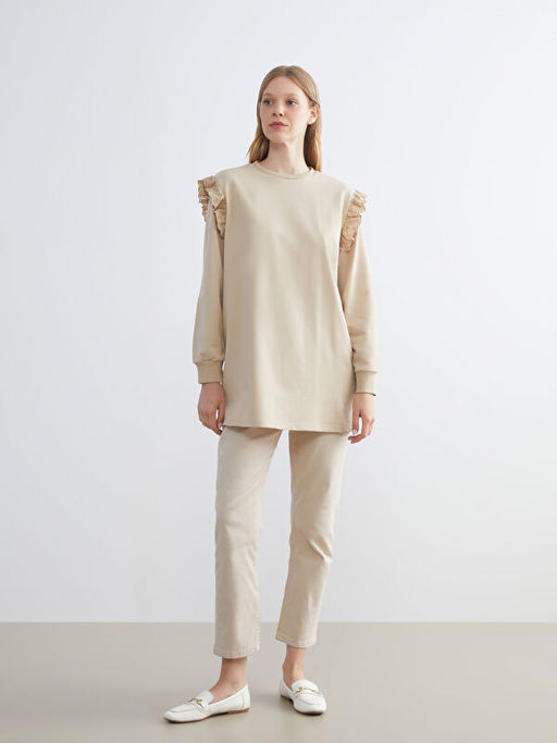 Bisiklet Yaka F?rf?rl? Kad?n Sweatshirt Tunik