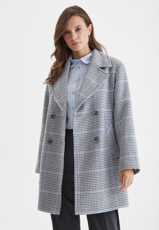 Пальто женское LA-201152-РЕ, 
серо-голубой пьедепуль - Steinberg фото 2