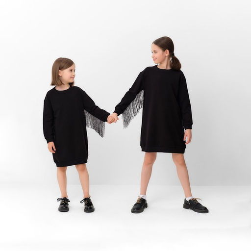 Платье для девочки чёрное прямое MINAKU: Casual Collection, рост 158 см